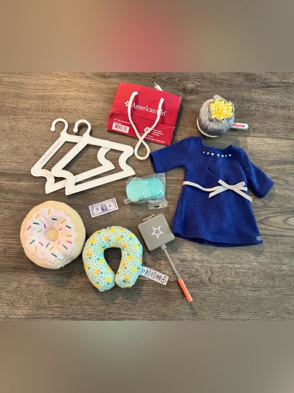 American Girl 18” Doll Lot Truly Me Dress Sandals Popcorn Pillows Cooking Iron
